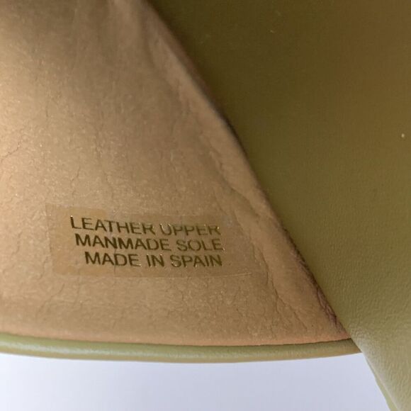 Anthropologie Leather High Platform Wedge Sandal Green Slip On Womens 38 US 7.5 - Picture 8 of 15